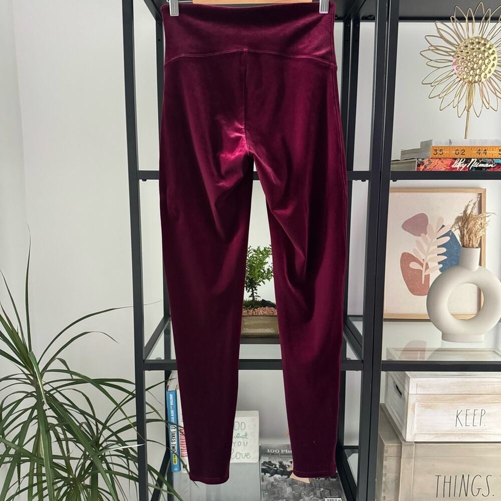 Spanx Velvet Rich Burgundy High Rise Pull-On Ankle Lounge Leggings Women’s Large - Picture 4 of 11